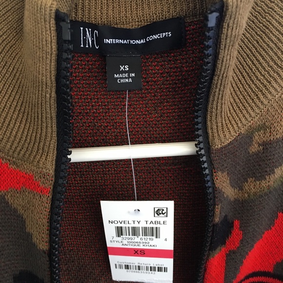 NWT INC camouflage zip up cotton sweater jacket - Picture 7 of 8